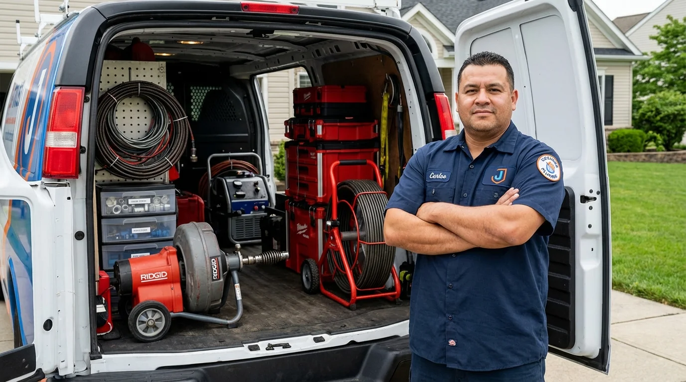Professional drain cleaning equipment and Johns Plumbing LLC plumber in Garden Grove