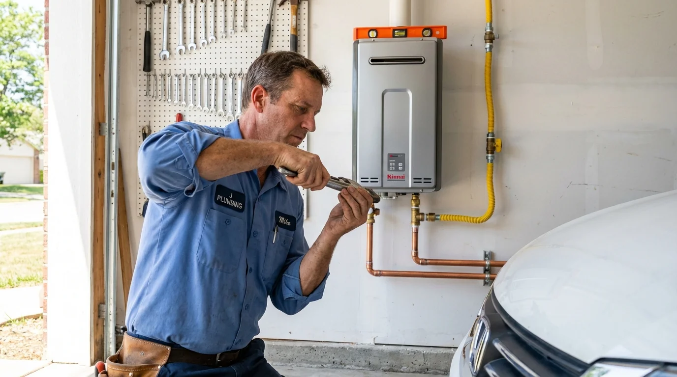 Tankless water heater installation by a Johns Plumbing LLC plumber in Garden Grove